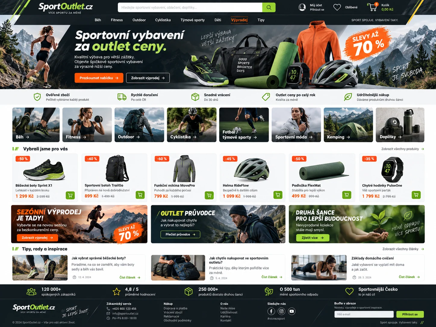 Ilustrační návrh SportOutlet.cz: Sportovní vybavení a outdoor